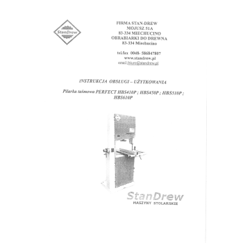 DTR Piła taśmowa HBS410P HBS450P HBS510P HBS610P
